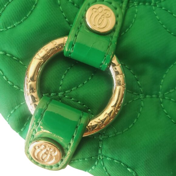 Vera Bradley Green Quilted Shoulder Bag Floral Interior Metal Accents for Women - Picture 2 of 7